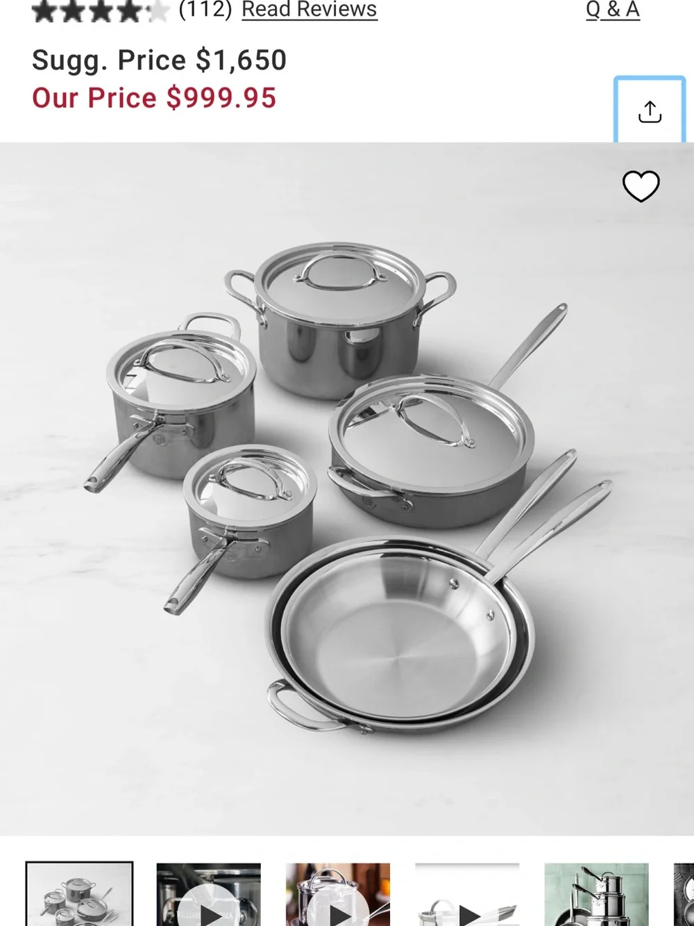 Williams Sonoma Signature Thermo-Clad stainless steel 10 piece cook set